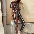 Saylor | Women's Tie-Waist Ankle-Length Jumpsuit - Multicolored