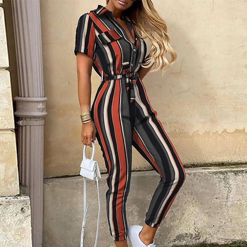 Saylor | Women's Tie-Waist Ankle-Length Jumpsuit - Multicolored