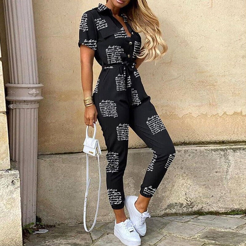 Saylor | Women's Tie-Waist Ankle-Length Jumpsuit - Printed