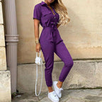 Saylor | Women's Tie-Waist Ankle-Length Jumpsuit - Violet