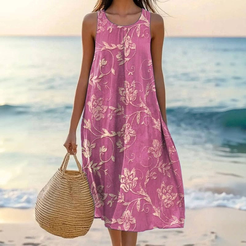 Scarlett | Women's Casual Summer Dress with Lightweight Fabric - Rose Red