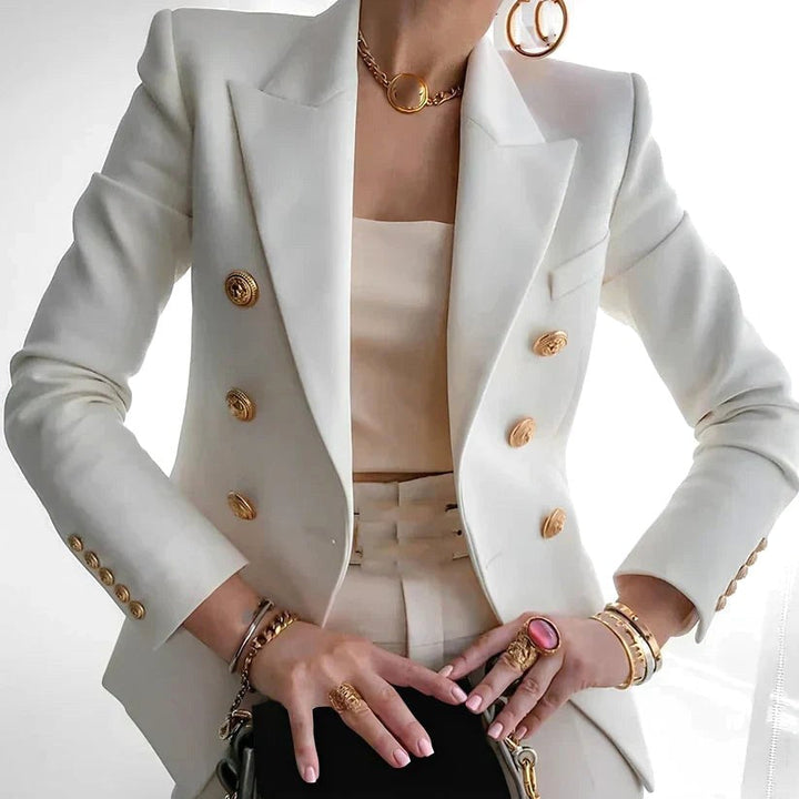 Scarlett | Women's Double-Breasted Tailored Blazer - White