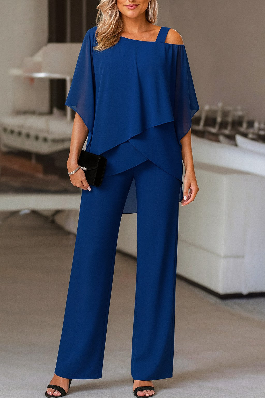 Scarlett | Women's Elegant Two-Piece Evening Set - Dark Blue