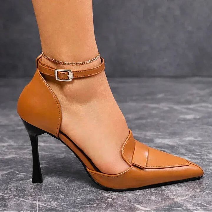 Scarlett | Women's Pointed-Toe Leather Heels - Classic Black