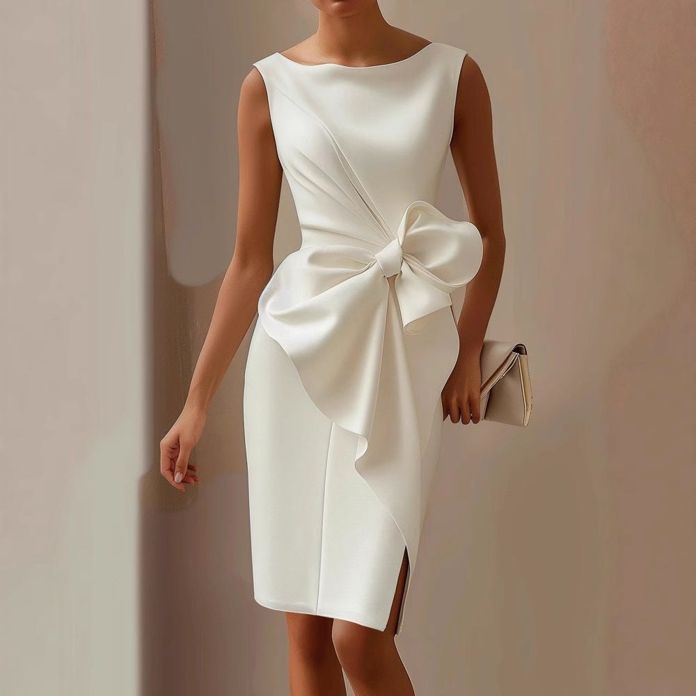 Scarlett | Women's Sleeveless Bow Detail Midi Dress - image 12