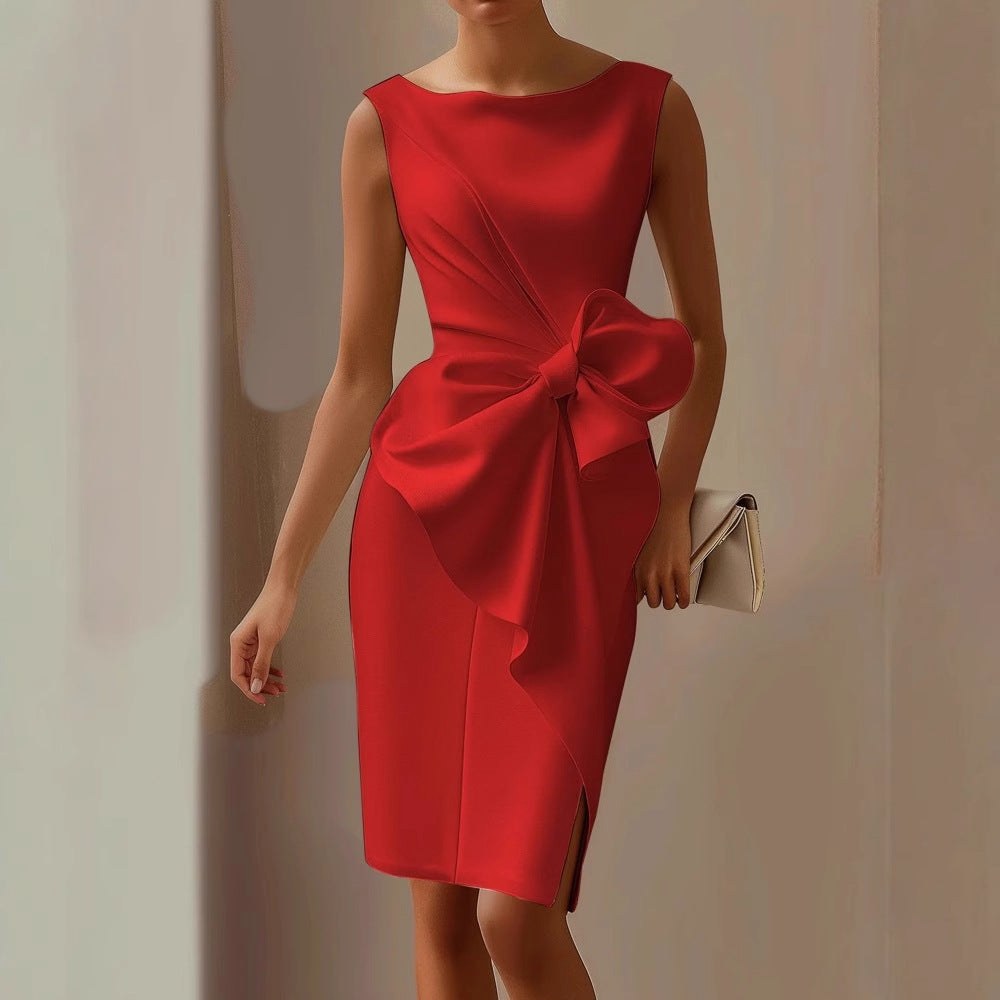 Scarlett | Women's Sleeveless Bow Detail Midi Dress - image 14