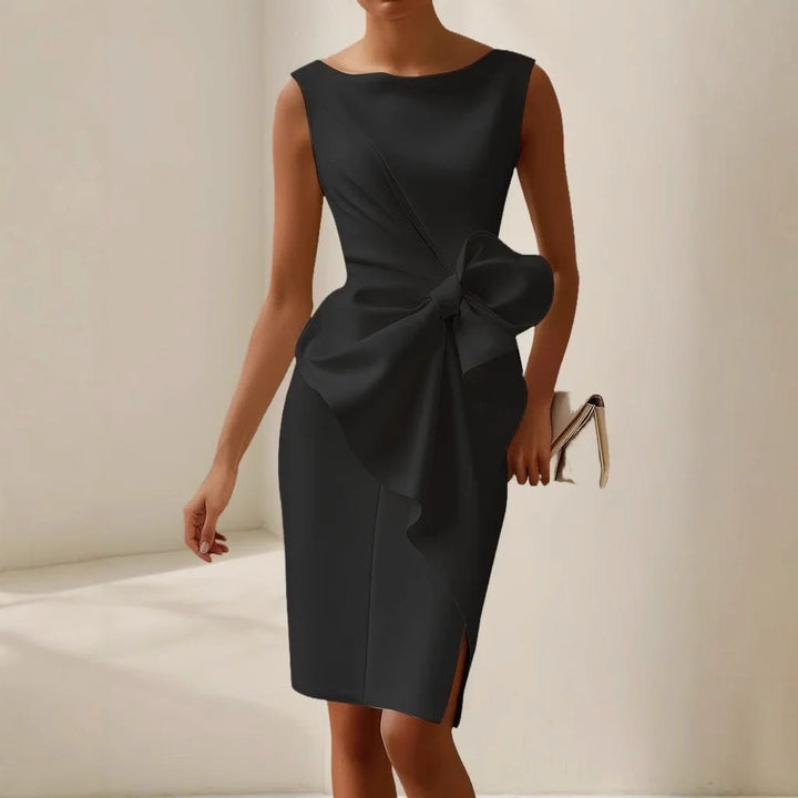Scarlett | Women's Sleeveless Bow Detail Midi Dress - Black