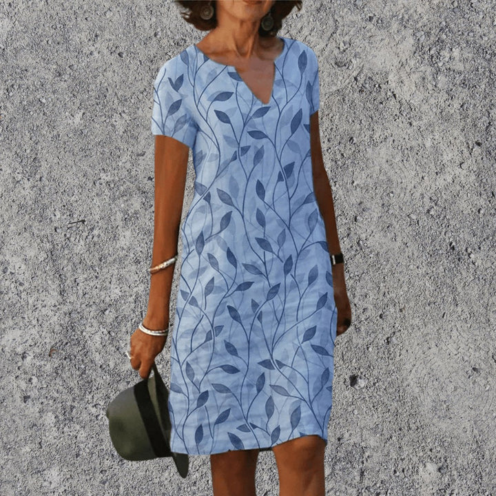 Scarlett | Women's V-Neck Midi Dress with Breathable Comfort - Lichtblauw