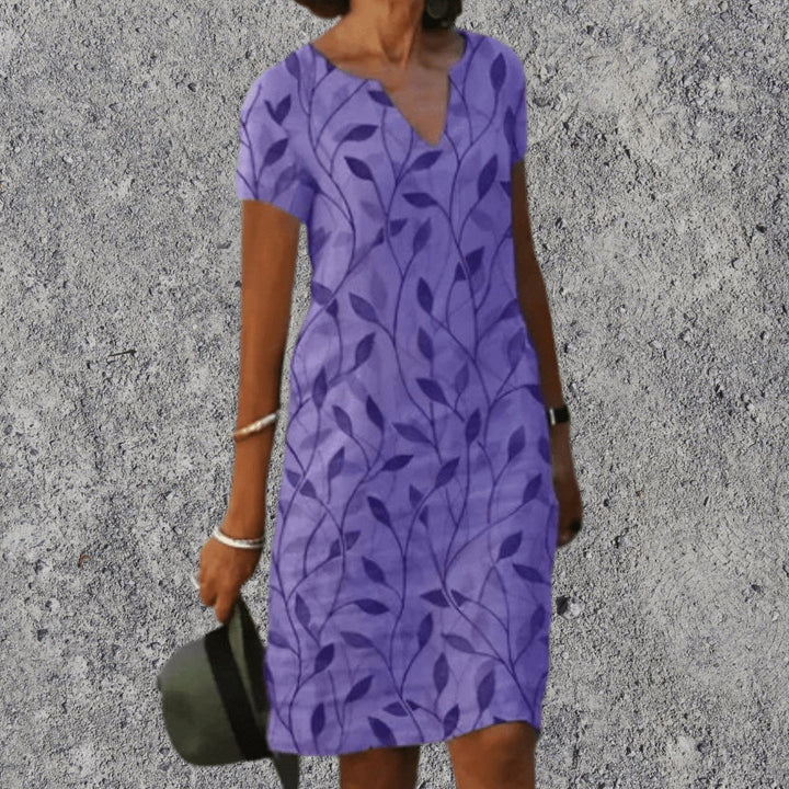 Scarlett | Women's V-Neck Midi Dress with Breathable Comfort - Paars