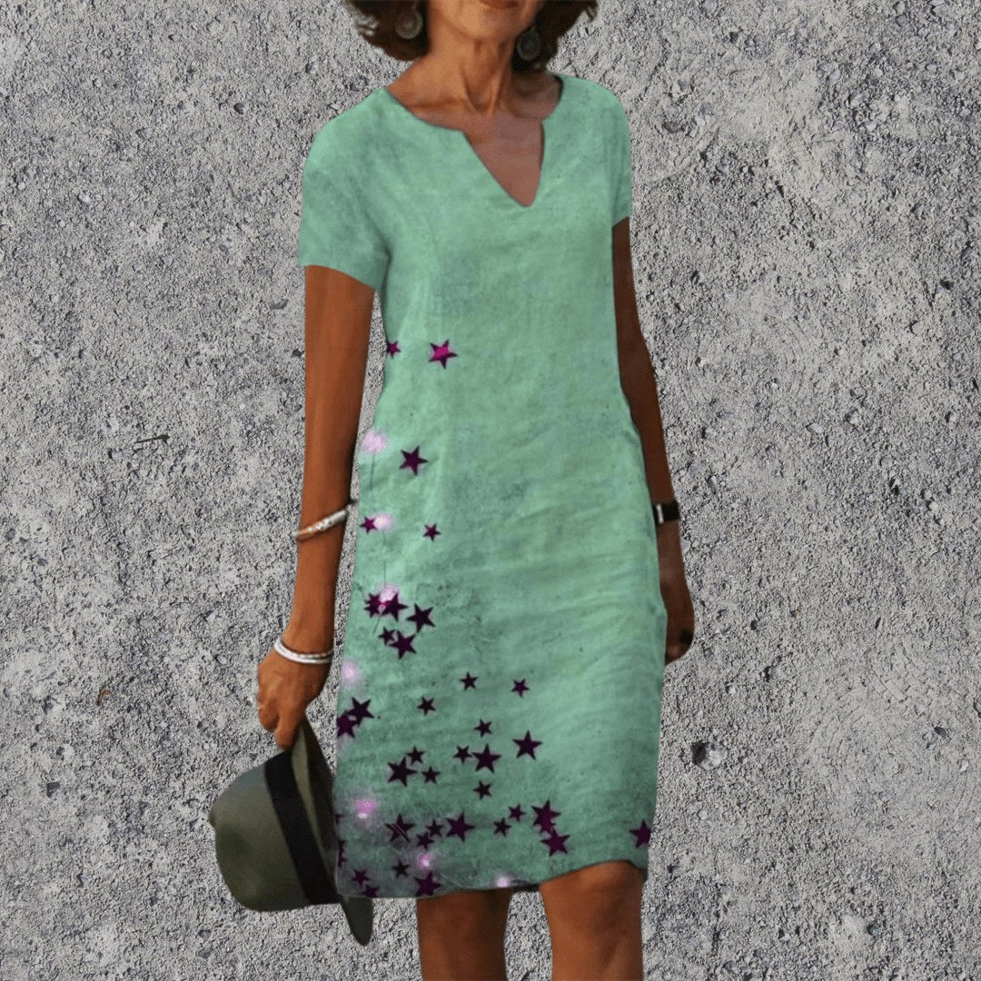 Scarlett | Women's V-Neck Midi Dress with Breathable Comfort - Lichtgroen