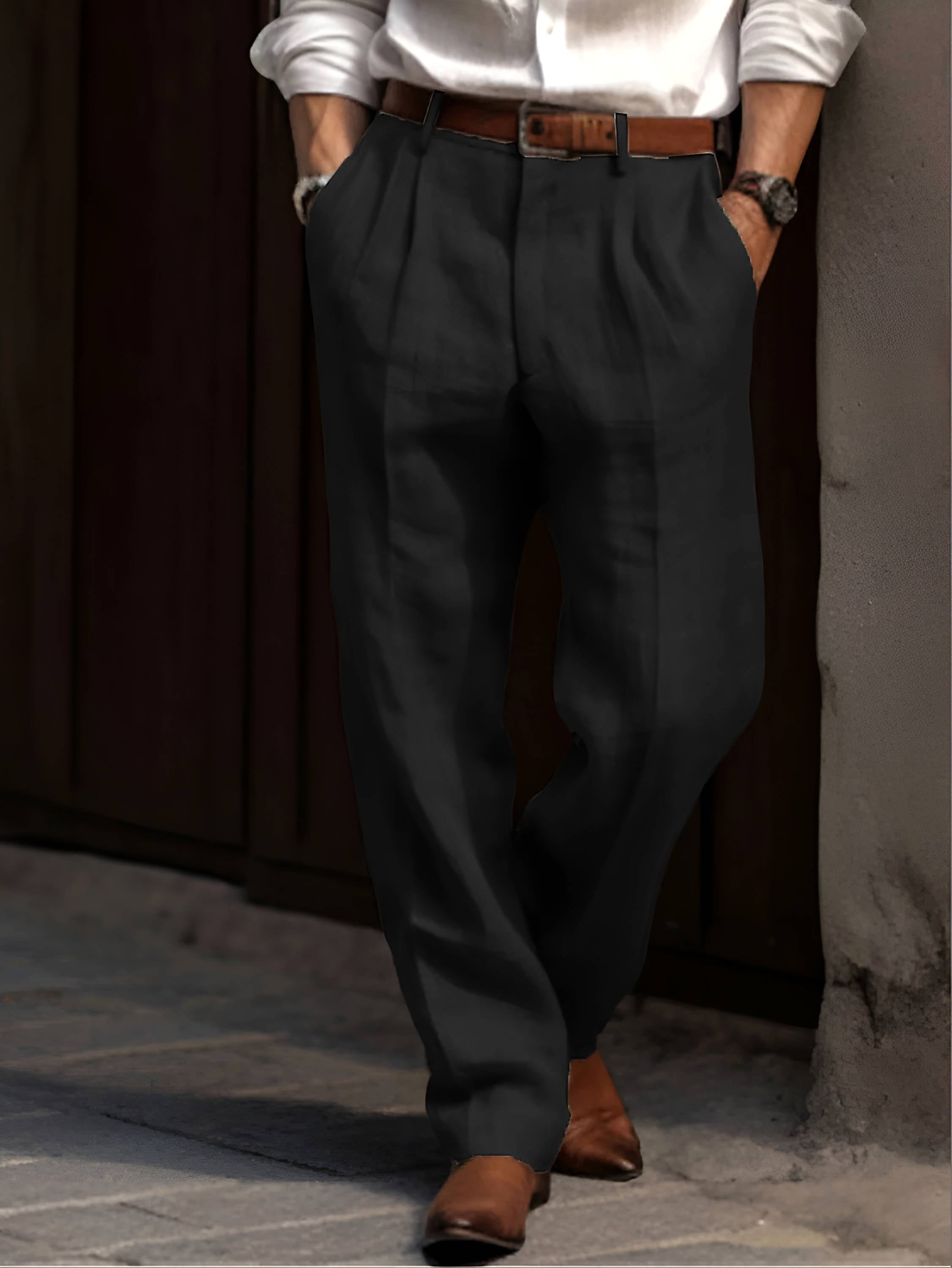 Sean | Men's Classic Pleated Trousers, Comfortable Dress Trousers | Animated Apparel
