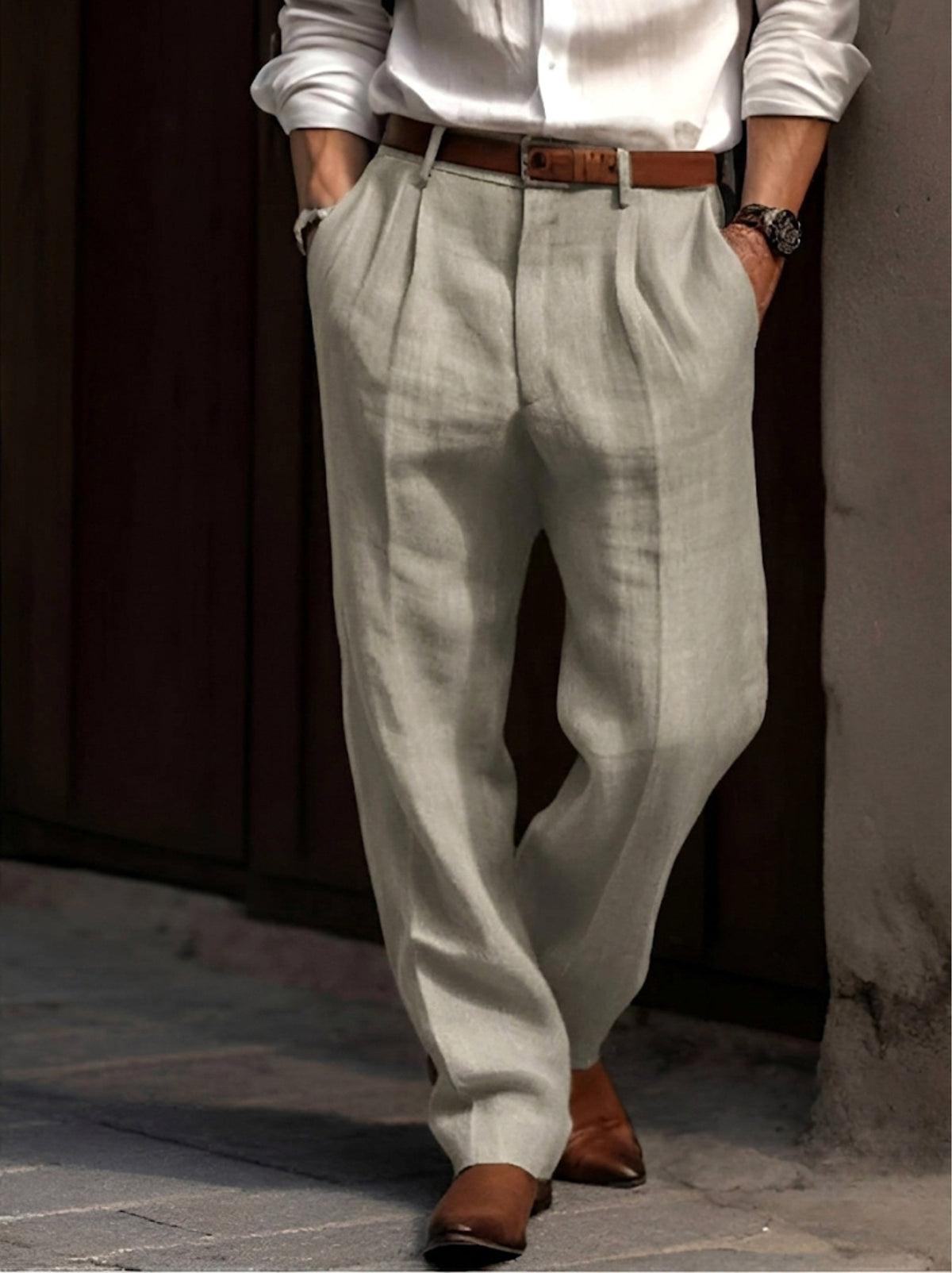Sean | Men's Classic Pleated Trousers, Comfortable Dress Trousers | Animated Apparel
