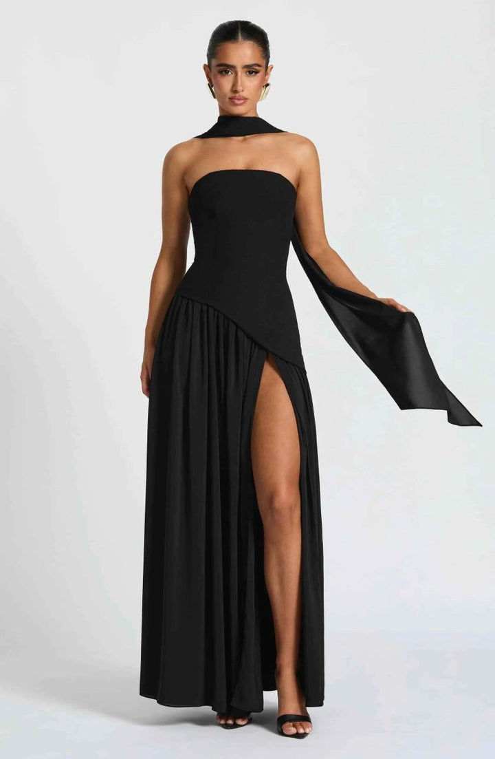 Seraphina | Women's Maxi Dress with Side Slit and Draped Details - image 1