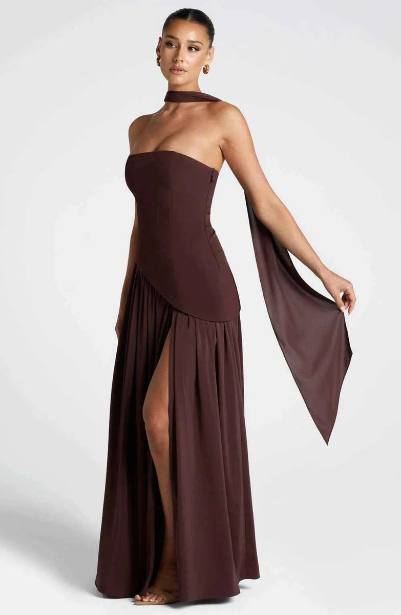 Seraphina | Women's Maxi Dress with Side Slit and Draped Details - image 2