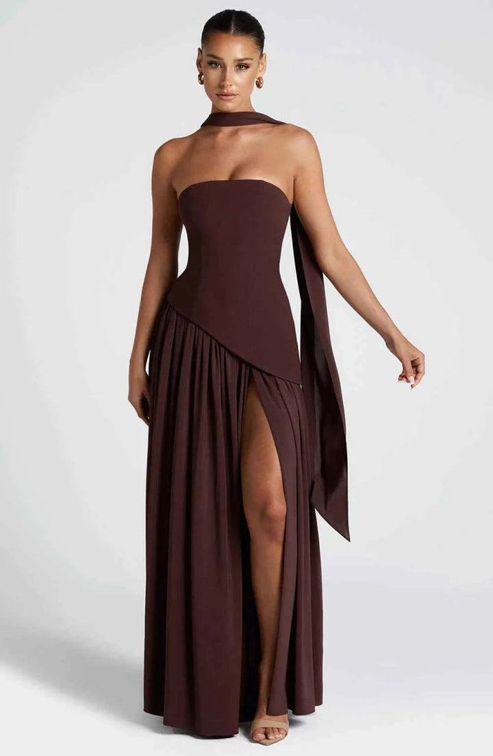 Seraphina | Women's Maxi Dress with Side Slit and Draped Details - image 5