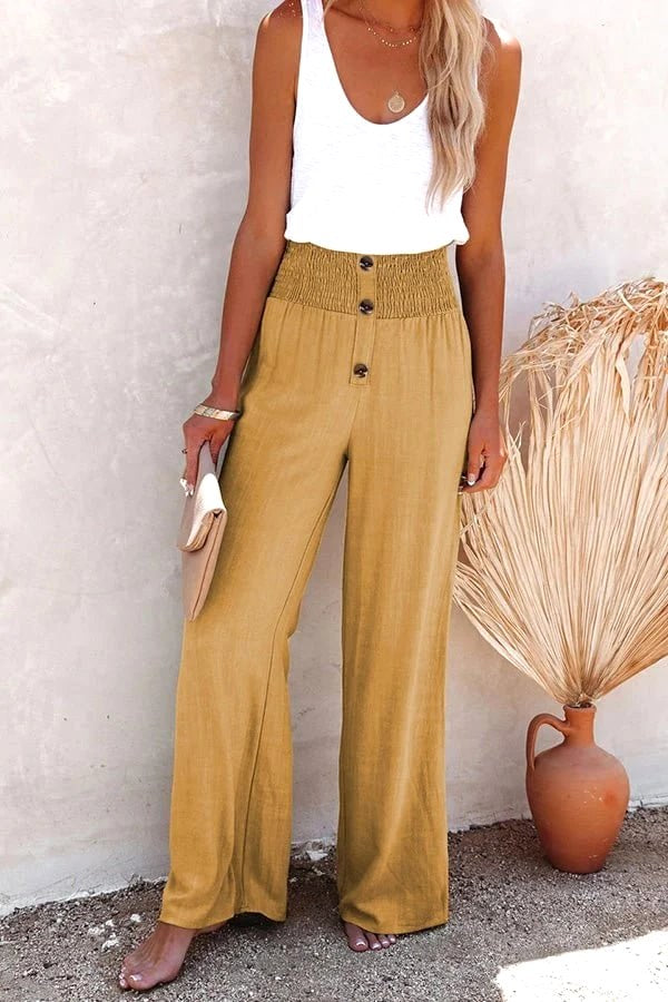 Serena | Women's High-Waist Wide-Leg Linen Trousers - image 9