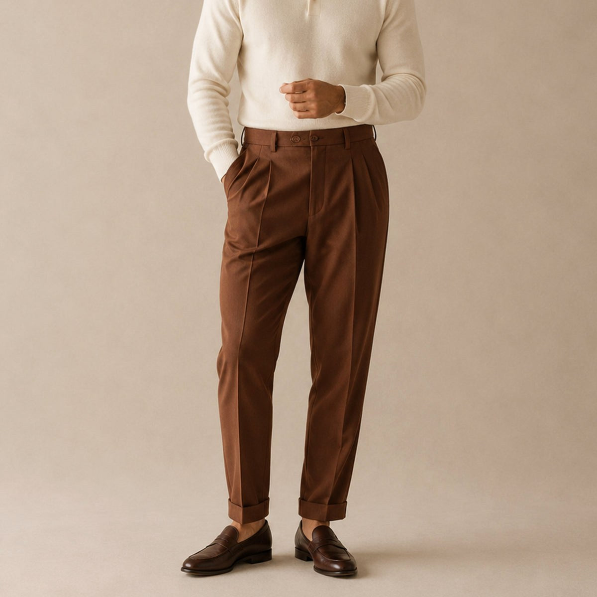 Shane | Men's High Waist Double Pleated Trousers, Tailored Formal Trousers | Animated Apparel | Black