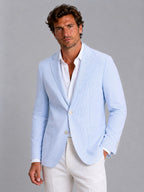 Shaun | Men's Striped Tailored Blazer, Lightweight Suit Jacket | Animated Apparel | Light Blue