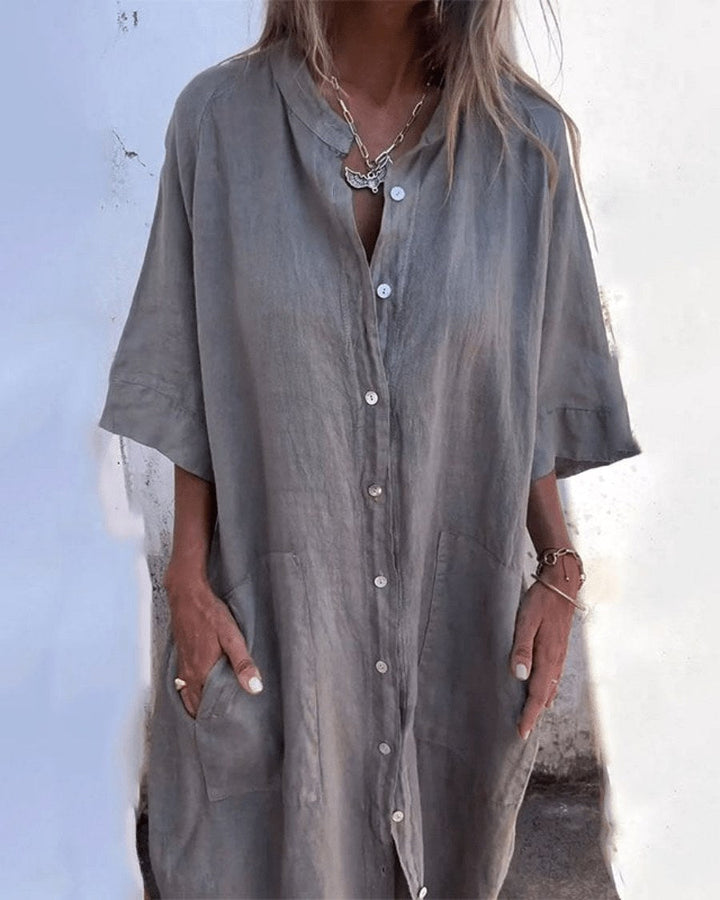 Sienna | Women's Lightweight Shirt Dress - Gray