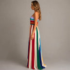 Sienna | Women's Multicolor Strapless Pleated Maxi Dress - image 2