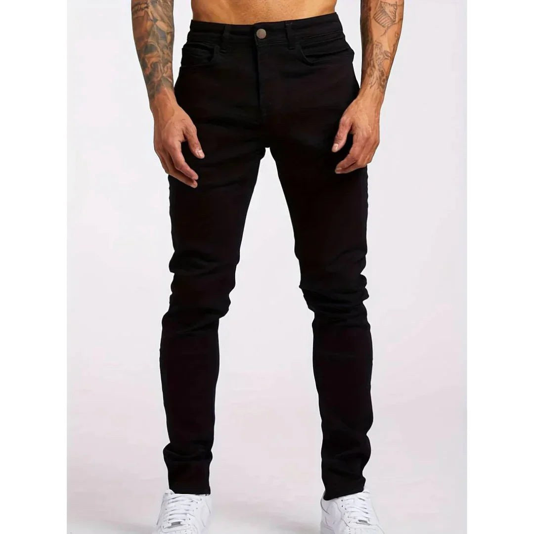 Roman | Men's Black Slim-Fit Jeans, Everyday Denim Trousers | Animated Apparel