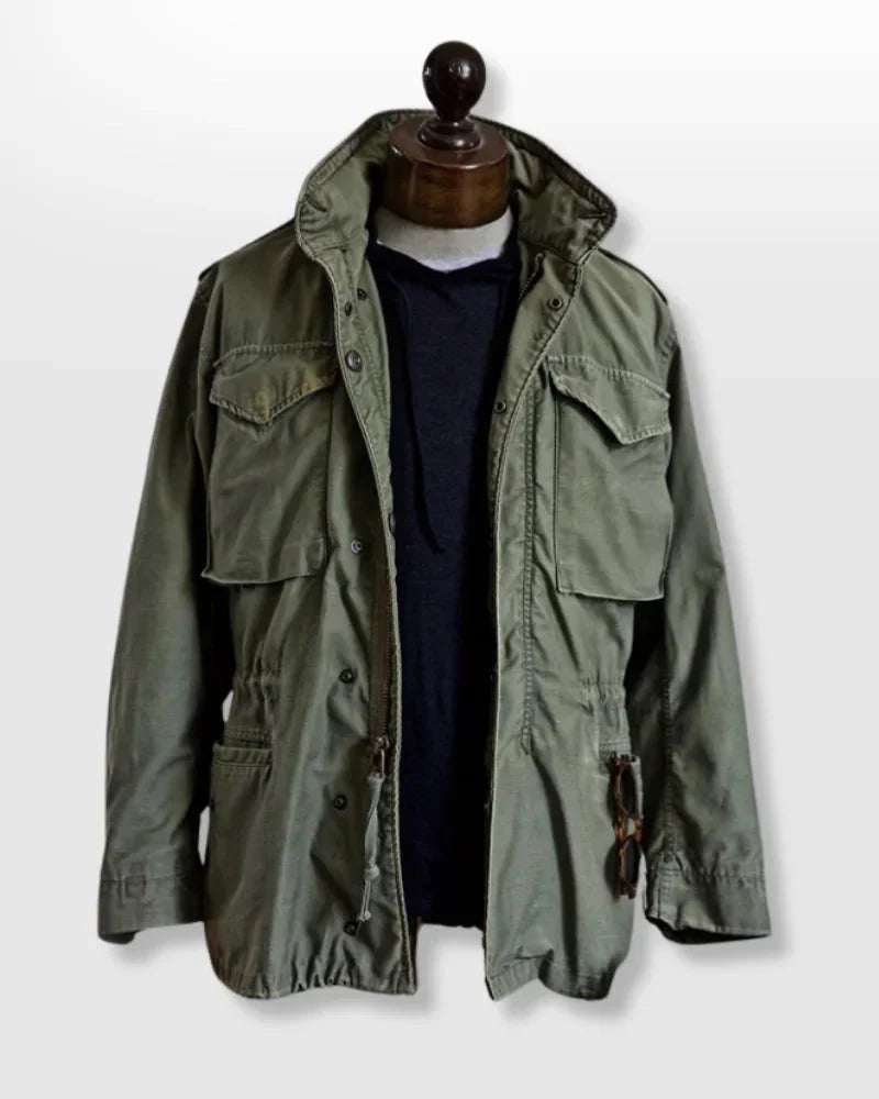 Simon | Men's Military Field Jacket, Adjustable Drawstring Outdoor Jacket | Animated Apparel | Black