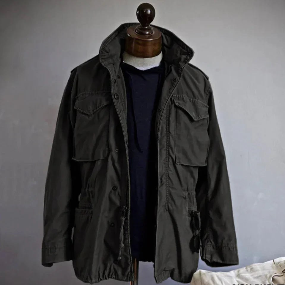 Simon | Men's Military Field Jacket, Adjustable Drawstring Outdoor Jacket | Animated Apparel