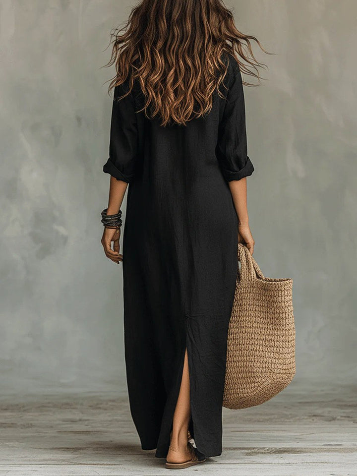 Soline | Women's Long Button-Front Maxi Dress - image 3