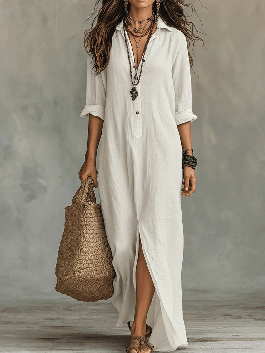Soline | Women's Long Button-Front Maxi Dress - image 6