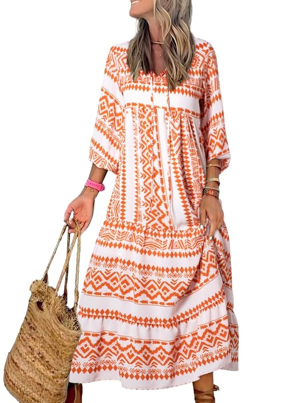Sophia | Women's Boho Lightweight V-Neck Maxi Dress - image 12