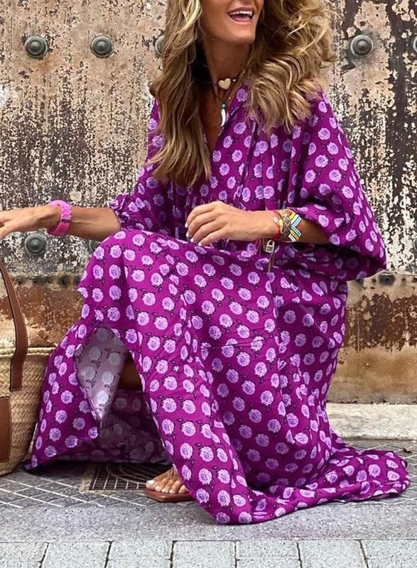 Sophia | Women's Boho Lightweight V-Neck Maxi Dress - image 14