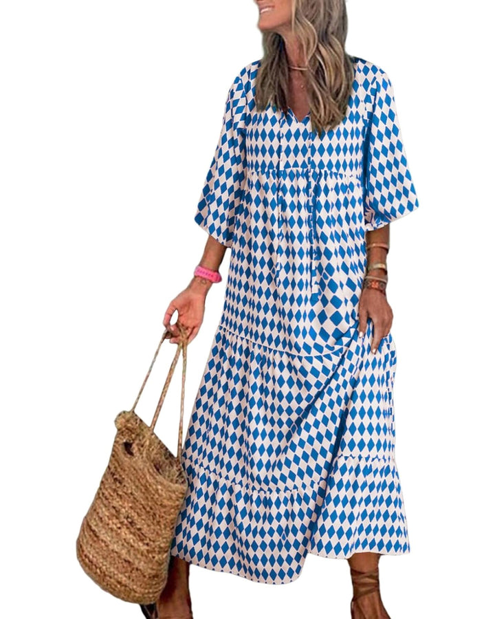 Sophia | Women's Boho Lightweight V-Neck Maxi Dress - Pink