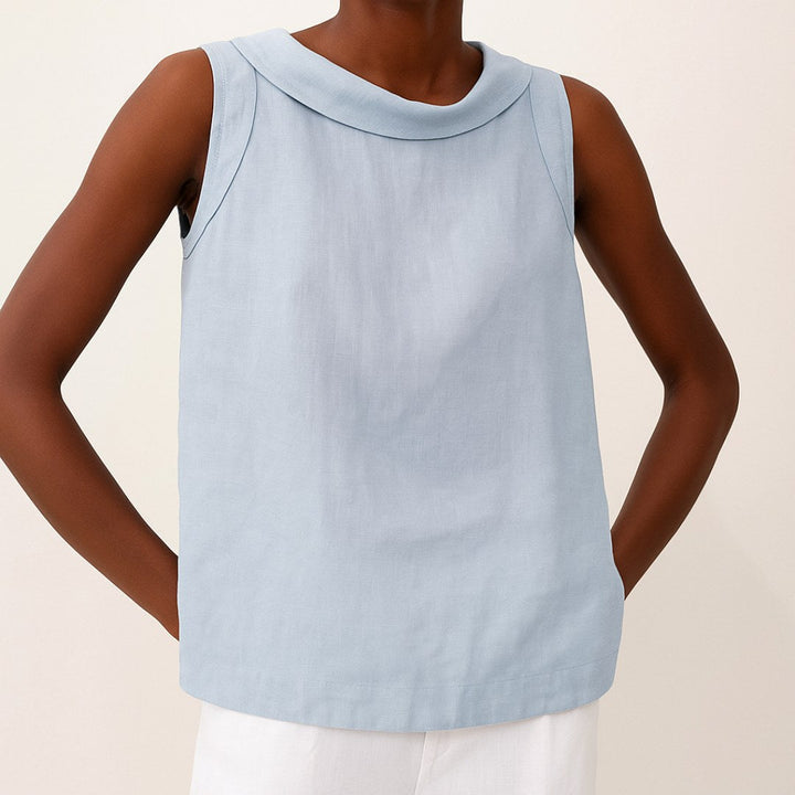 Sophia | Women's Sleeveless Roll Collar Top - Pink