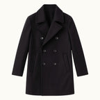 Spencer | Men's Double Breasted Wool Peacoat, Warm Winter Coat | Animated Apparel | Black