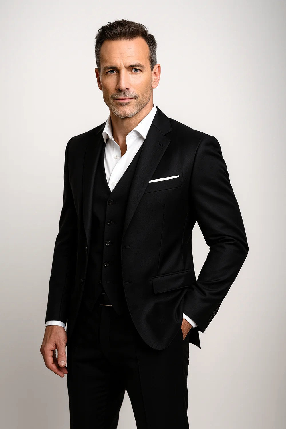 Santiago | Men's Three-Piece Tailored Suit with Waistcoat, Formal Blazer Suit | Animated Apparel