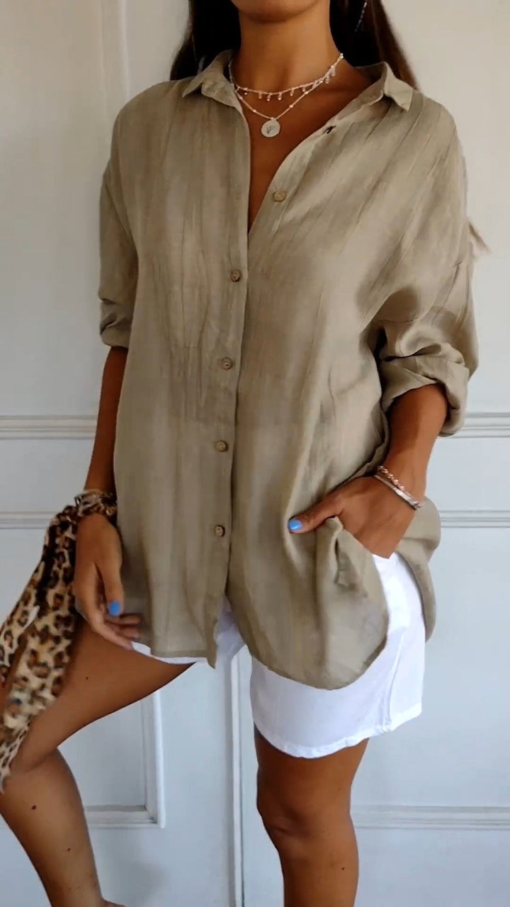 Stella | Women's Cotton Relaxed Button-Up Blouse - image 3