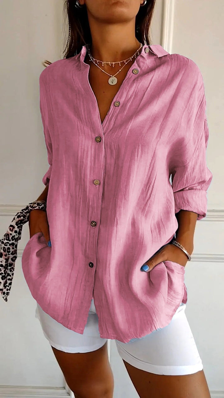 Stella | Women's Cotton Relaxed Button-Up Blouse - image 4