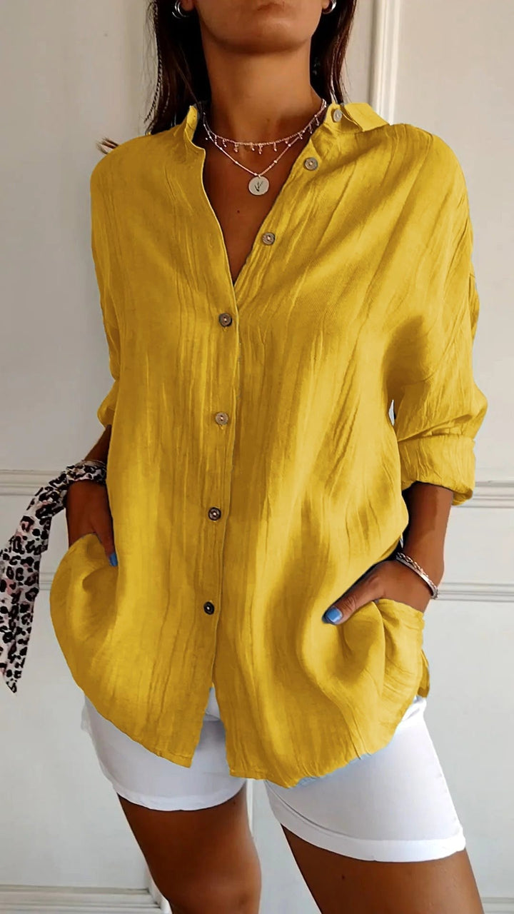 Stella | Women's Cotton Relaxed Button-Up Blouse - image 5