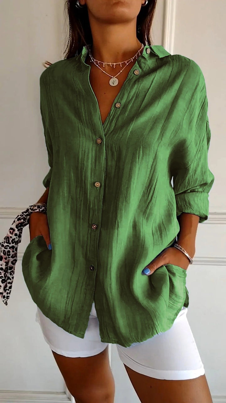 Stella | Women's Cotton Relaxed Button-Up Blouse - image 8
