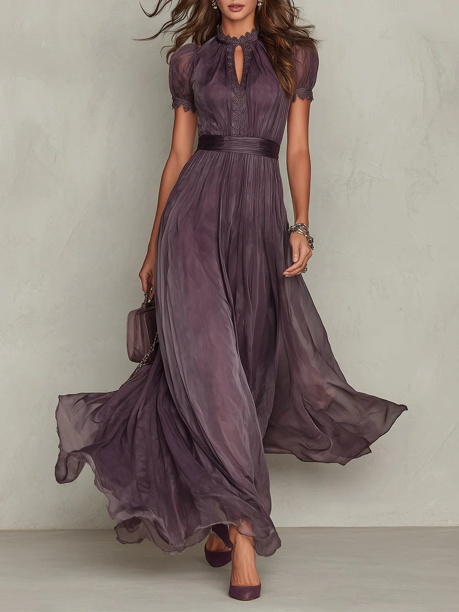 Leah | Women's Chiffon Maxi Dress, Puff Sleeve Evening Dress | Animated Apparel