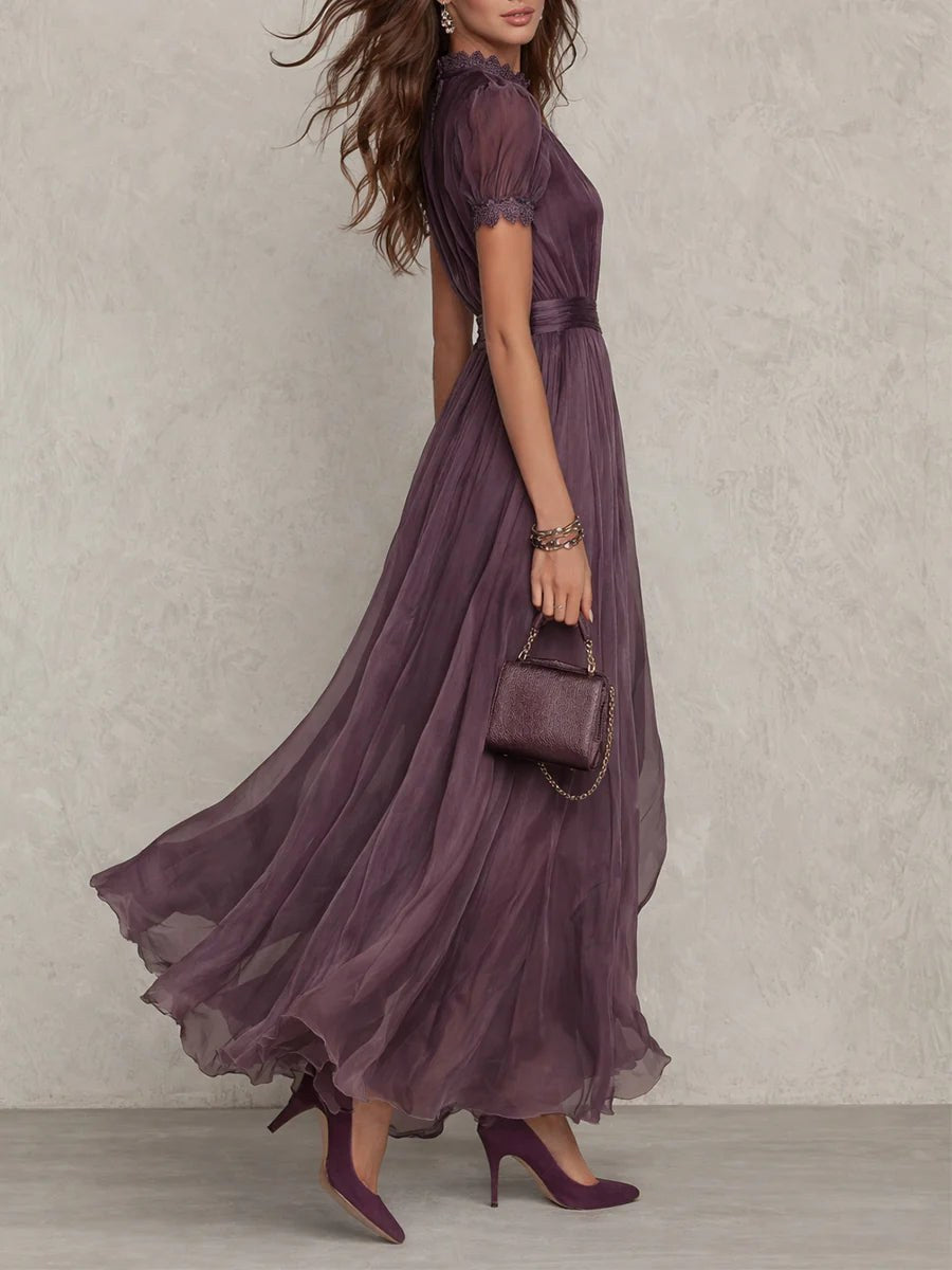 Leah | Women's Chiffon Maxi Dress, Puff Sleeve Evening Dress | Animated Apparel