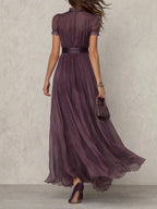 Leah | Women's Chiffon Maxi Dress, Puff Sleeve Evening Dress | Animated Apparel