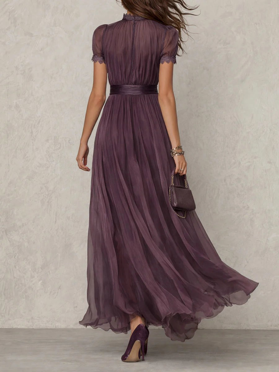 Leah | Women's Chiffon Maxi Dress, Puff Sleeve Evening Dress | Animated Apparel