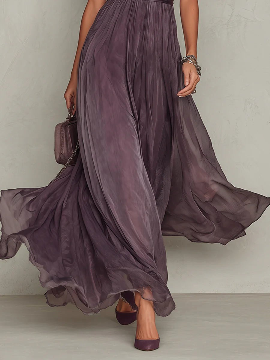 Leah | Women's Chiffon Maxi Dress, Puff Sleeve Evening Dress | Animated Apparel