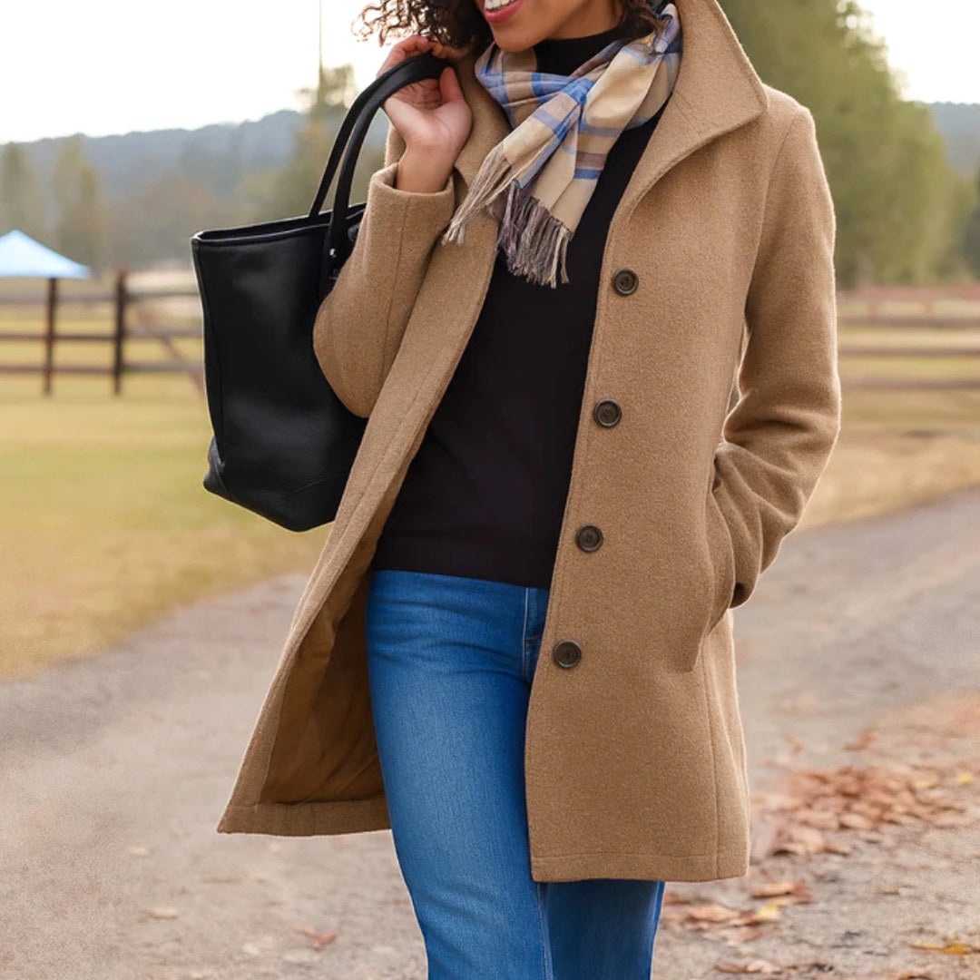 Susan | Women's Classic Button-Front Winter Coat, Tailored Autumn Coat | Animated Apparel