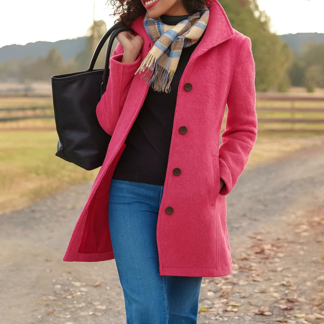 Susan | Women's Classic Button-Front Winter Coat, Tailored Autumn Coat | Animated Apparel