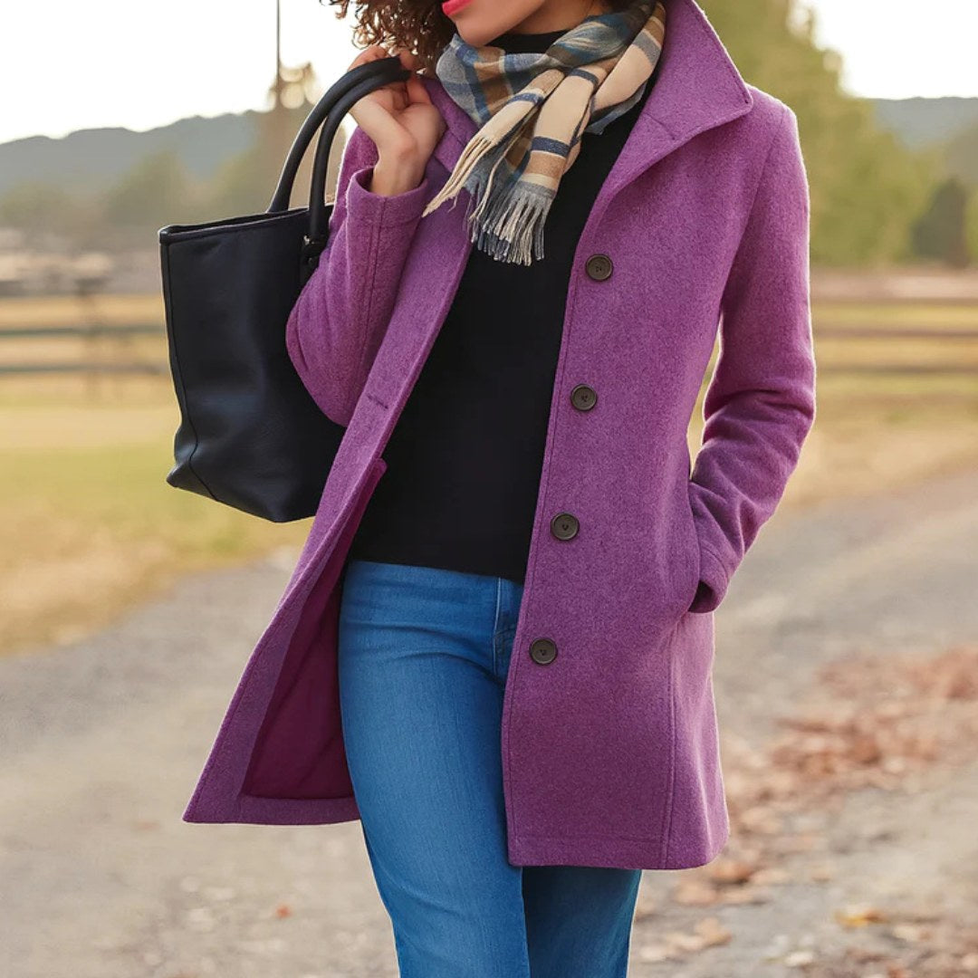 Susan | Women's Classic Button-Front Winter Coat, Tailored Autumn Coat | Animated Apparel