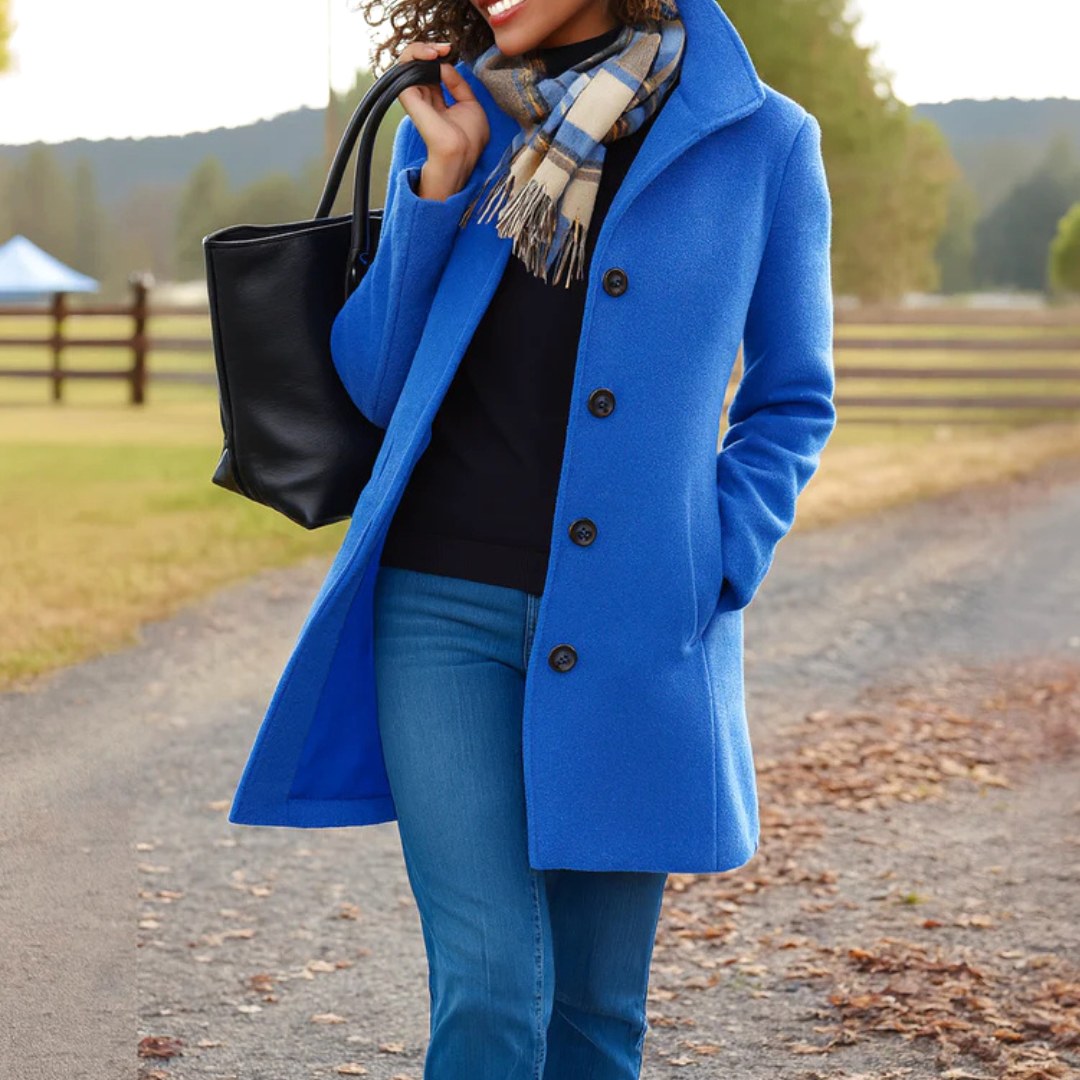 Susan | Women's Classic Button-Front Winter Coat, Tailored Autumn Coat | Animated Apparel