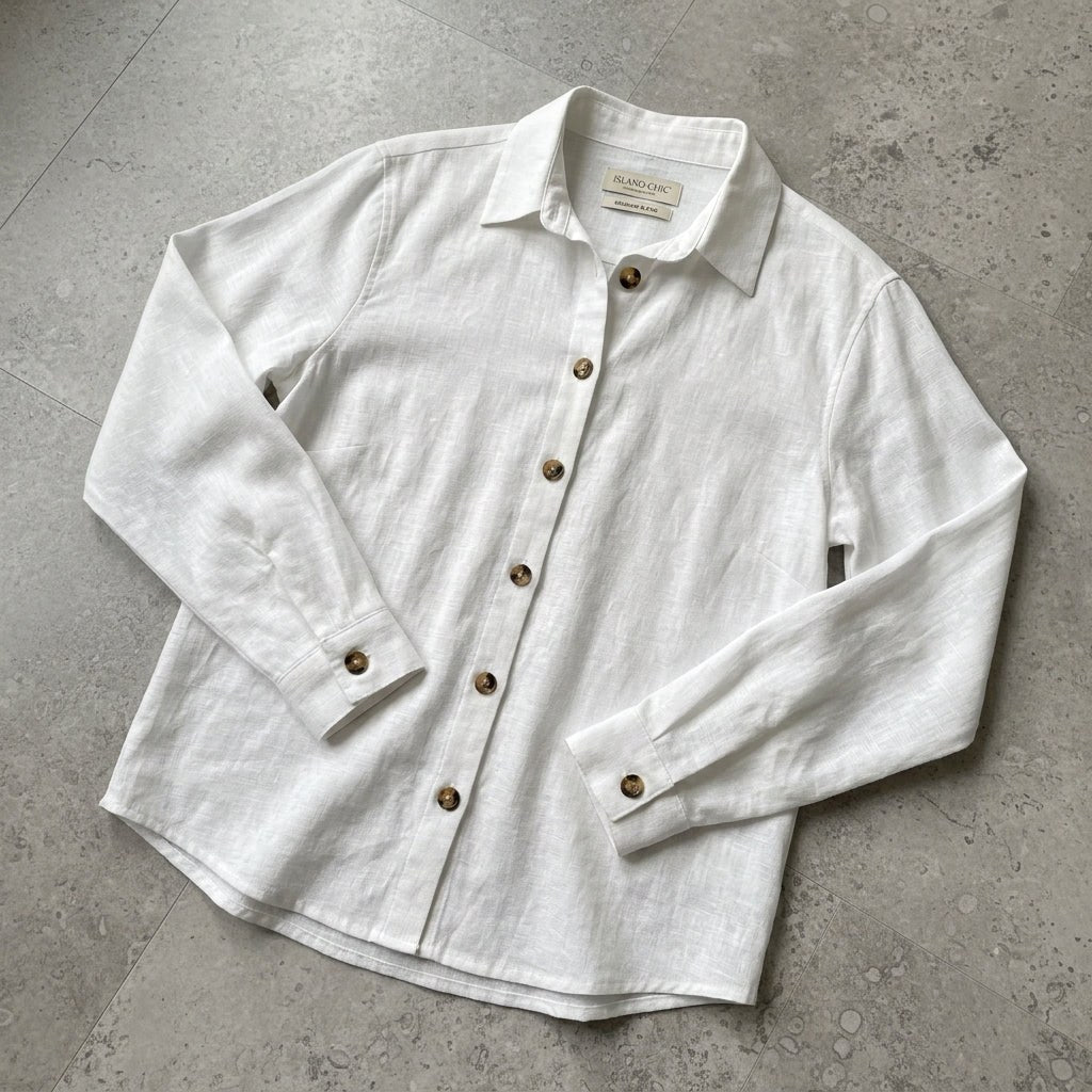 Suzanne | Women's Linen Blend Blouse with Classic Collar, Relaxed Fit Shirt | Animated Apparel