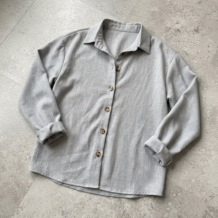 Suzanne | Women's Linen Blend Blouse with Classic Collar, Relaxed Fit Shirt | Animated Apparel